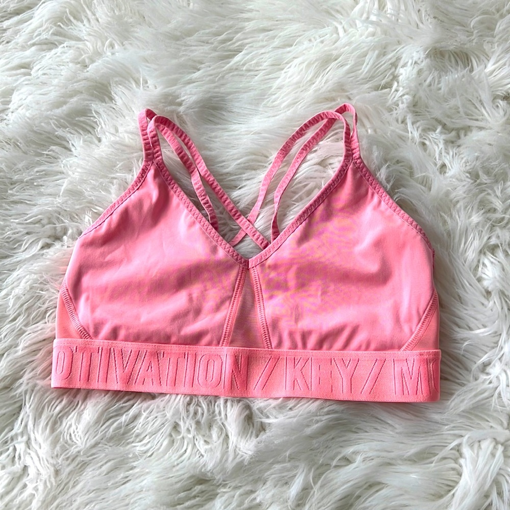 Bright pink sports bra